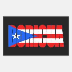 Adesivo Retangular Tipografia da Bandeira Porto-Riquenha Boricua