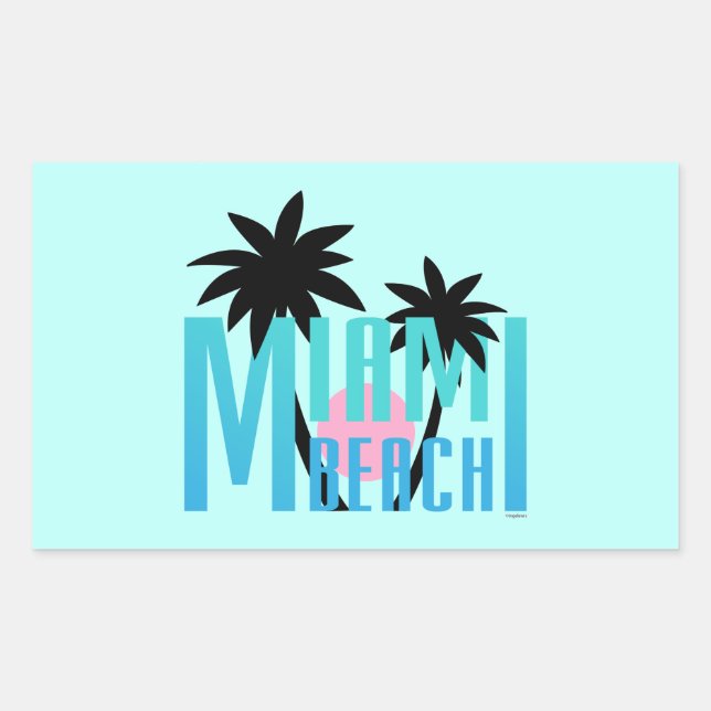 Adesivo Retangular Tipografia de Miami-Beach-Florida (Frente)