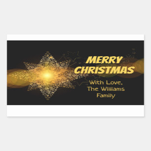 Adesivo Retangular Tipografia de Natal Bright Shiny Star Feliz