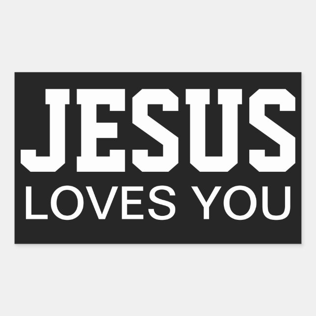 Adesivo Retangular Tipografia Motivacional Jesus Te Ama (Frente)
