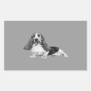 Adesivo Retangular Tiragem de Basset Hound