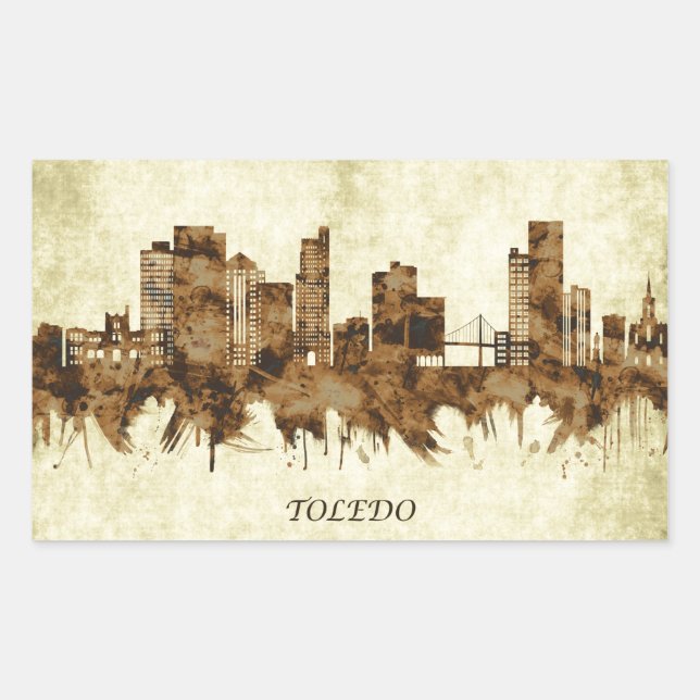 Adesivo Retangular Toledo Ohio Cityscape (Frente)