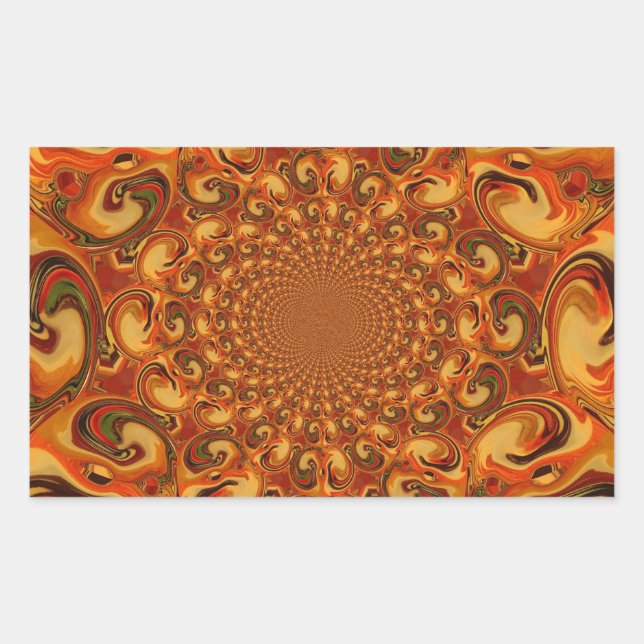 Adesivo Retangular Tons verdes, cor de laranja, castanho e Abstrato (Frente)