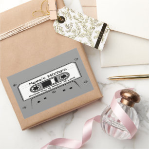 Adesivo Retangular Toque de cassete de áudio da cinza