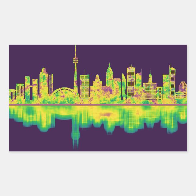 Adesivo Retangular Toronto Canada Skyline (Frente)