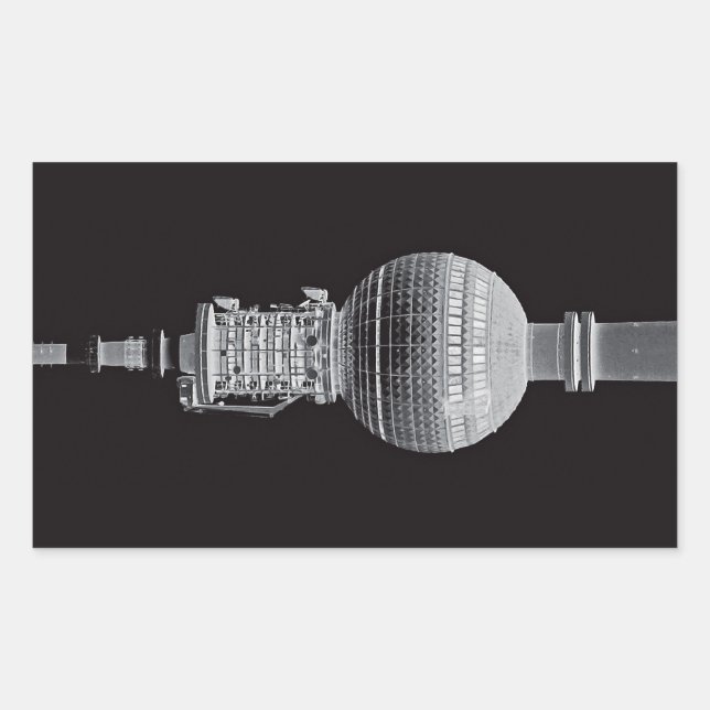 Adesivo Retangular Torre Tv (Fernsehturm), Berlim,Cinzas (tv14bw) (Frente)