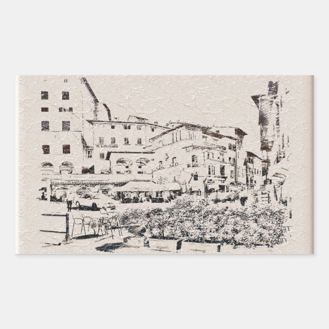 Adesivo Retangular Toscana. Itália. Cortona. (Frente)