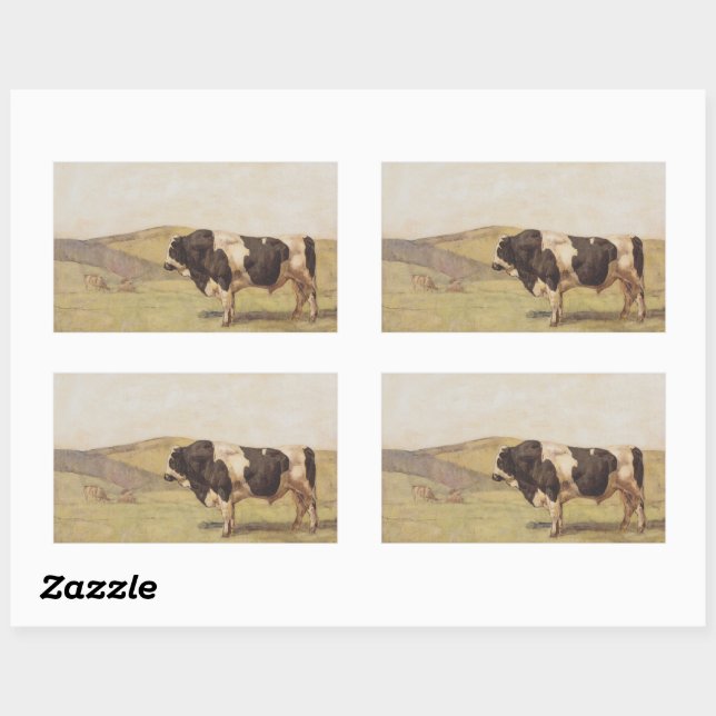 Adesivo Retangular Touro numa paisagem suíça (por Ferdinand Hodler) (Folha)