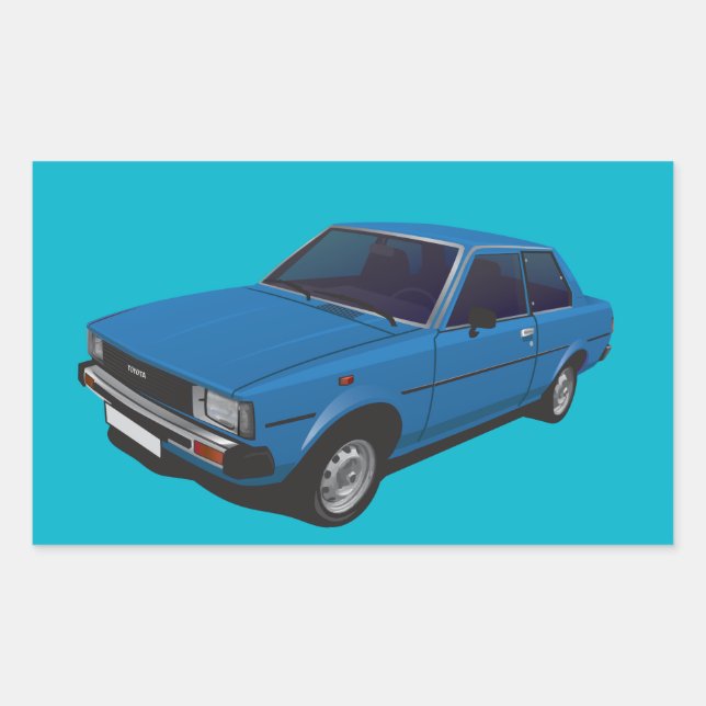 Adesivo Retangular Toyota Corolla DX KE70, azul de 2 portas (Frente)