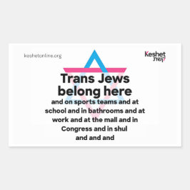 Adesivo Retangular Trans Jews Belong Everywhere