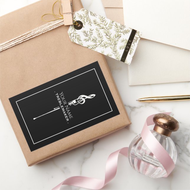 Adesivo Retangular Treblemaker Música Engraçada Pun Clássico Negro G- (Presentear)