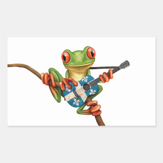 Adesivo Retangular Tree Sapo Tocando Bandeira do Quebec - Guitarra Br (Frente)