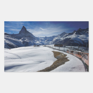 Adesivo Retangular Trem e Matterhorn railway de Gornergrat em Zermatt