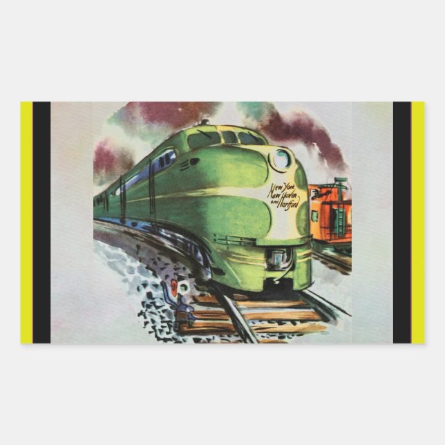 Adesivo Retangular Trem Vintage (Frente)