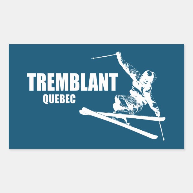 Adesivo Retangular Tremblant Quebec Skier (Frente)