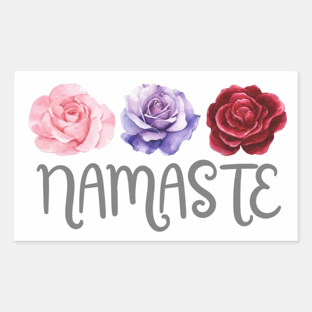 Adesivo Retangular Três Flores Namaste (Frente)