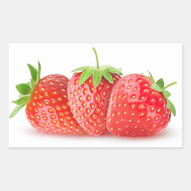 Adesivo Retangular Três morangos (Frente)