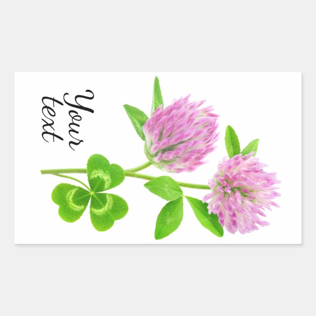 Adesivo Retangular Trevo rosa (Frente)