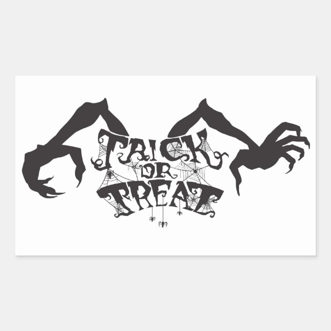 Adesivo Retangular Trick or Treat Braços de Monstro e Teias de Aranha (Frente)