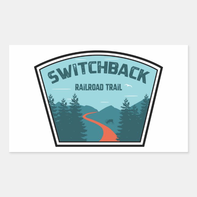 Adesivo Retangular Trilha de Caminho de Ferro de Switchback (Frente)
