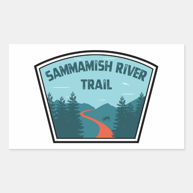 Adesivo Retangular Trilha do Rio Sammamish Washington (Frente)