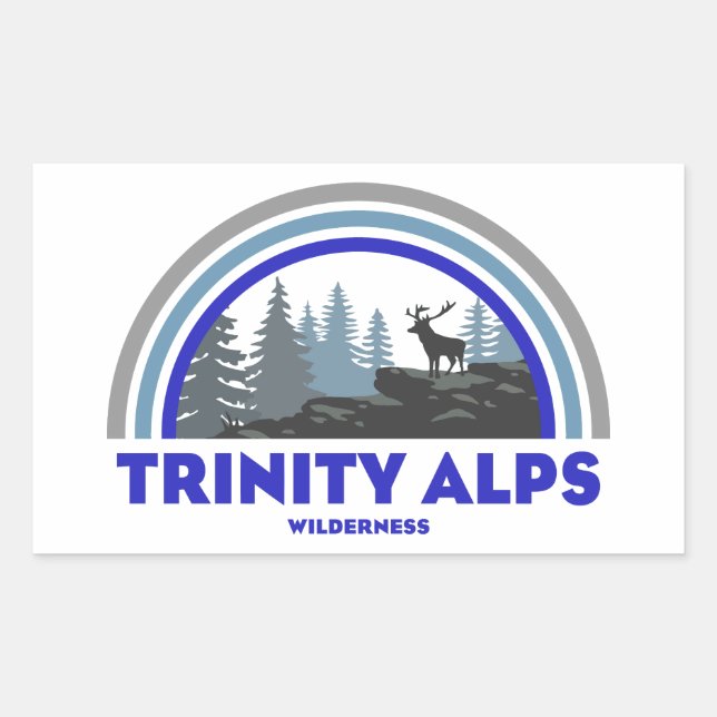 Adesivo Retangular Trinity Alps Wilderness Califórnia Veado Arco-íris (Frente)