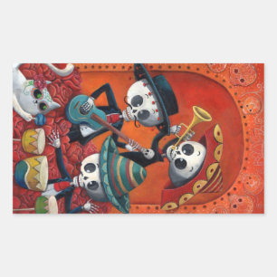 Adesivo Retangular Trio do Mariachi de Diâmetro de Los Muertos