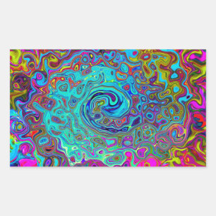 Adesivo Retangular Trippy Sky Blue Abstrato Retro Liquid Swirl