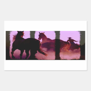 Adesivo Retangular Triptych de Cavalo Selvagem