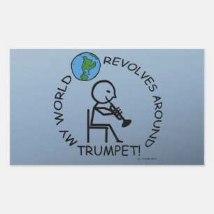 Adesivo Retangular Trompete - O Mundo Revola-Se Em Torno Do Vinheta R