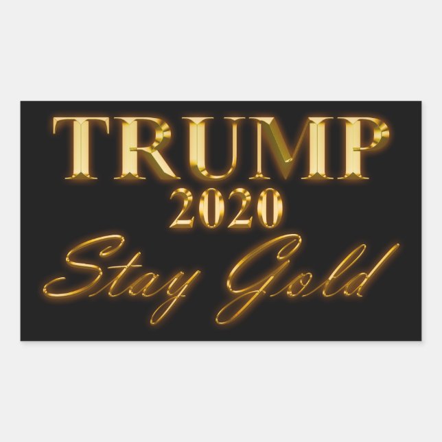 Adesivo Retangular TRUMP 2020 - Fique Dourado (Frente)