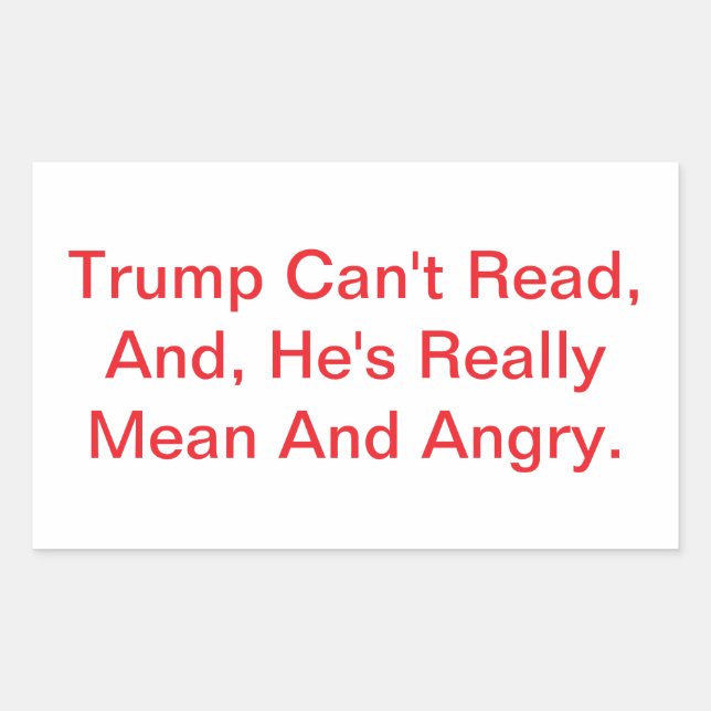 Adesivo Retangular Trump Não Consegue Ler Dump Drumpf  Hankamer Artju (Frente)