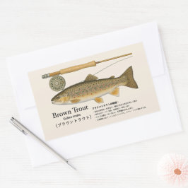 Adesivo Retangular Truta-marrom (Salmo trutta) – Ilustração Japonesa