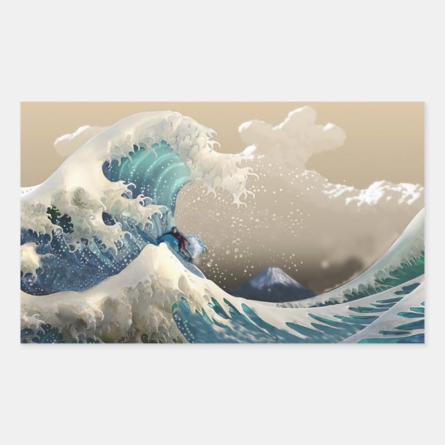 Adesivo Retangular tsunami surf (Frente)