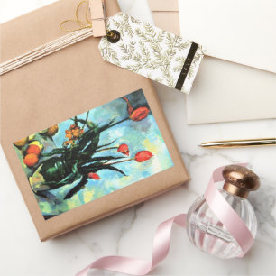 Adesivo Retangular Tulips em um Vase por Paul Cezanne, Vintage Art
