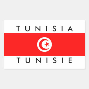 Adesivo Retangular tunisia country flag name text símbolo tunisie