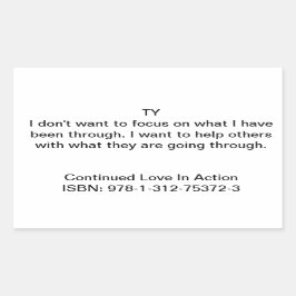 Adesivo Retangular Ty Cotação em "Continuação do Amor em Ação"