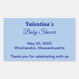 Adesivo Retangular Typography Style Minimalist Light Blue Baby Shower
