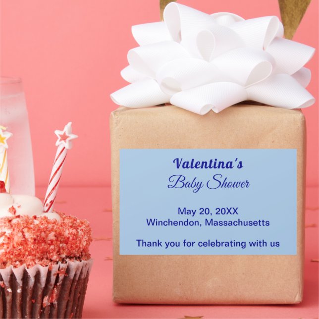 Adesivo Retangular Typography Style Minimalist Light Blue Baby Shower (Festa)