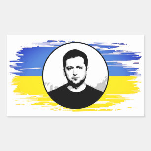Adesivo Retangular Ucrânia Bandeira azul-amarela Zelenskyy