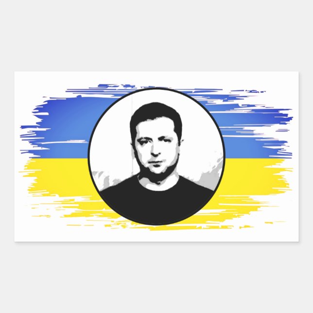 Adesivo Retangular Ucrânia Bandeira azul-amarela Zelenskyy (Frente)