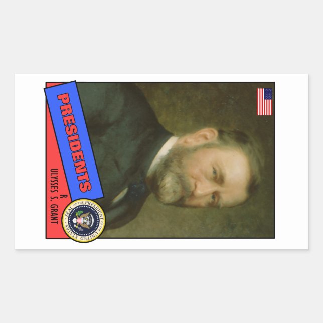 Adesivo Retangular Ulysses S. Grant Baseball Card (Frente)