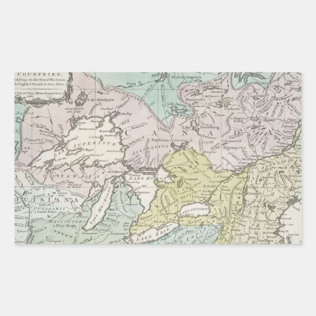 Adesivo Retangular Um mapa preciso do Canadá, 1761 (Frente)