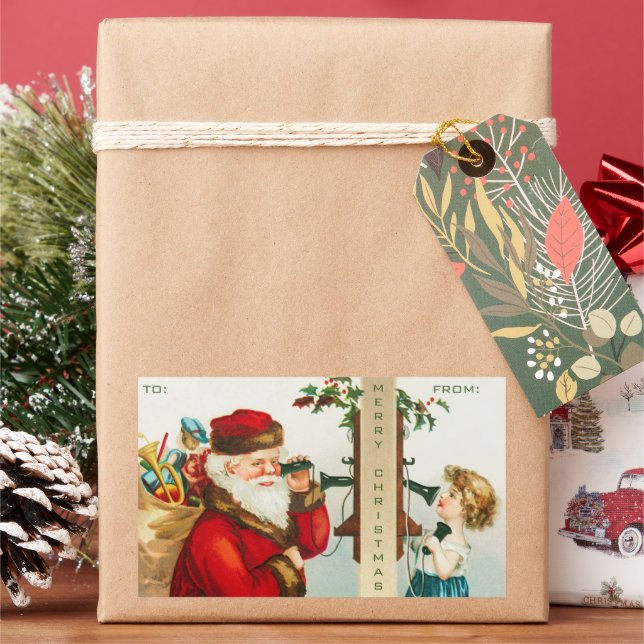 Adesivo Retangular Um Papai Noel de Natal Alegre por Ellen Clapsaddle (Feriado)