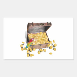 Adesivo Retangular Um Peito De Tesouro Pirata (Adicionar Cor De Fundo