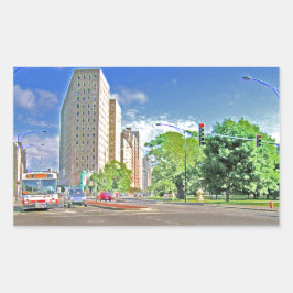 Adesivo Retangular Uma Tarde de Chicago Ocupada