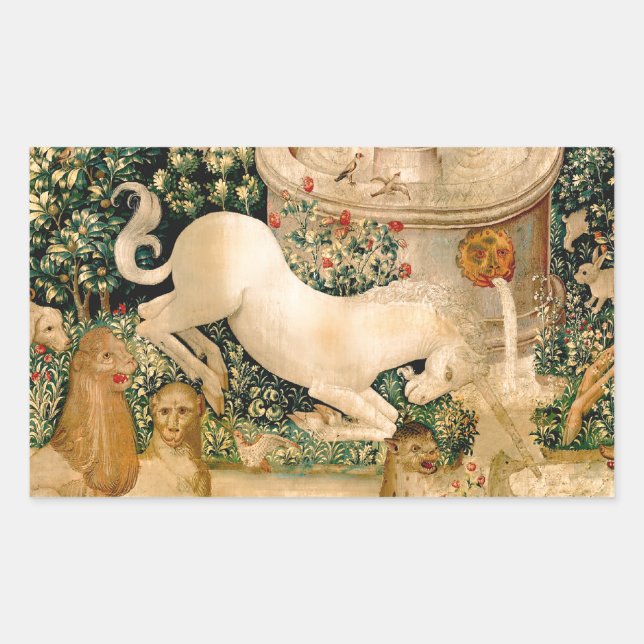 Adesivo Retangular Unicorn Tapestries Encontrou Legenda Mítica (Frente)