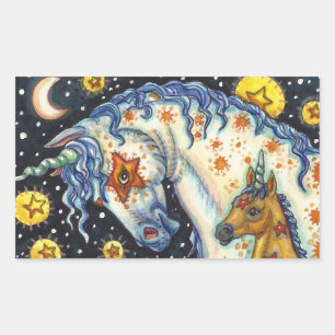 ADESIVO RETANGULAR UNICORNS DE HALLOWEEN, FANTASIA DE HORSE E COLT