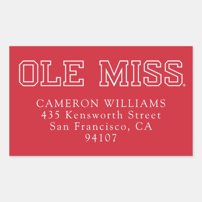 Adesivo Retangular Universidade do Mississippi | Ole Miss Wordmark (Frente)