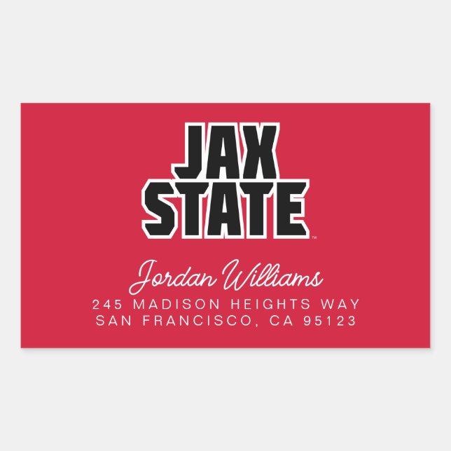 Adesivo Retangular Universidade Estadual de Jacksonville JAX STATE Te (Frente)